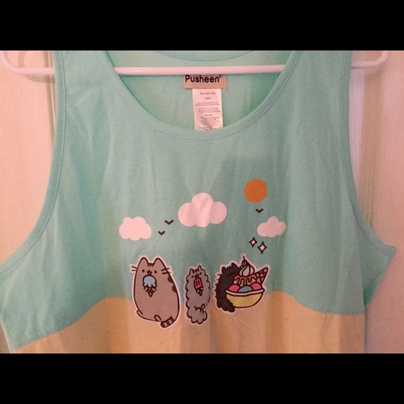 NWOT Pusheen Mint Green Tank Top - Picture 2 of 5